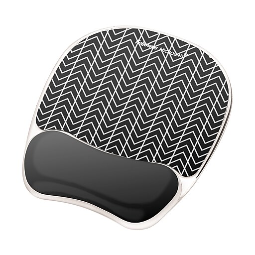 Fellowes Photo Gel NonSkid Mouse Pad/Wrist Rest Combo with Microban, Black Chevron (4758812