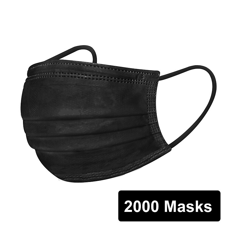 Disposable Earloop Face Mask, Black, 2000/Carton (FIK0962R) image 1