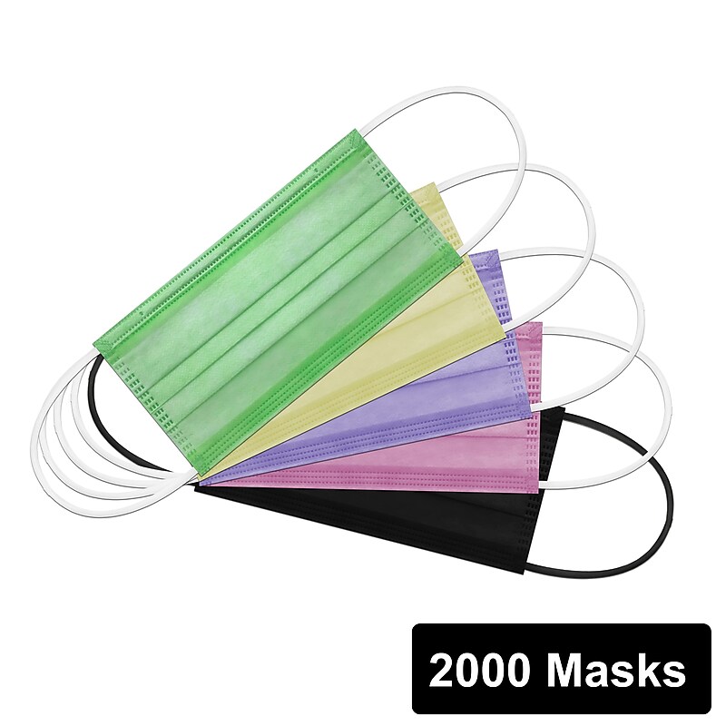 Disposable Earloop Face Mask, Multicolor, 2000/Carton (FIK0965R) image 1