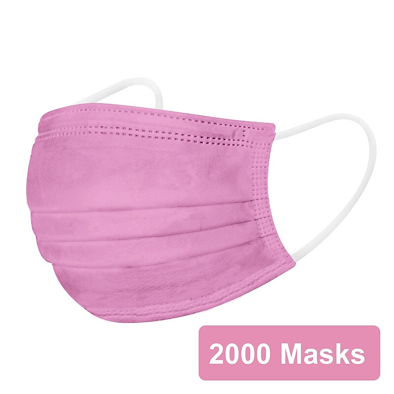 Disposable Earloop Face Mask, Pink, 2000/Carton (FIK0962R) image 1