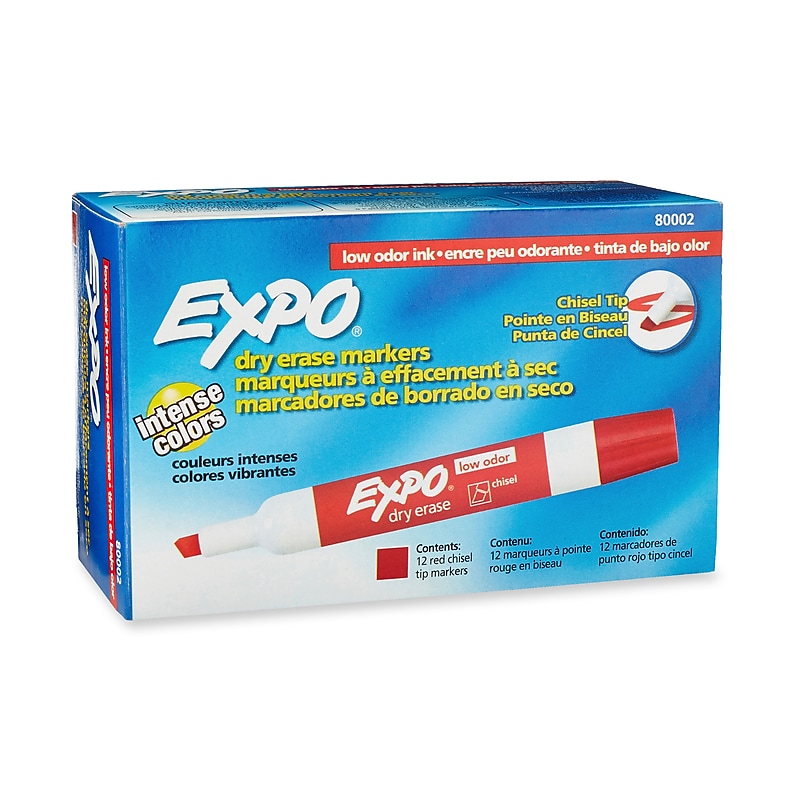 Expo Tank Dry Erase Markers, Chisel Tip, Red, 12/Pack (80002) image 1