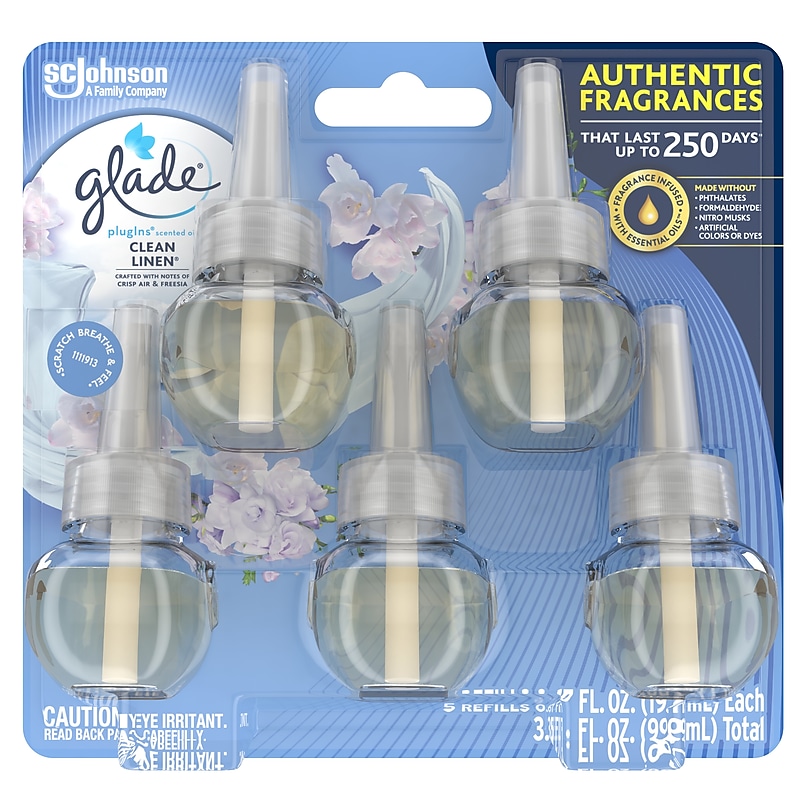 Glade PlugIns Scented Oil Refill, Clean Linen, 0.67 Oz., 5/Pack (315182) image 1