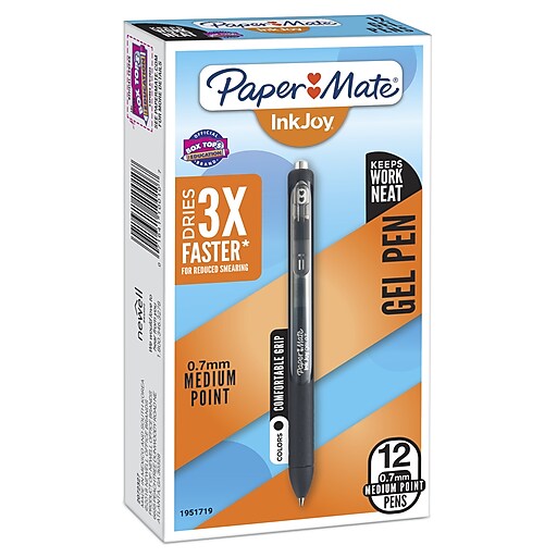 Paper Mate InkJoy Gel Retractable Pen, 0.7 mm Point Size, Black Gel