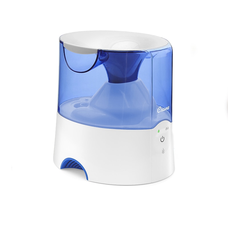 Crane Warm Mist Tabletop Humidifier, 0.5-Gallon, For Rooms 250 sq. ft., Blue/White (EE-5202H) image 1