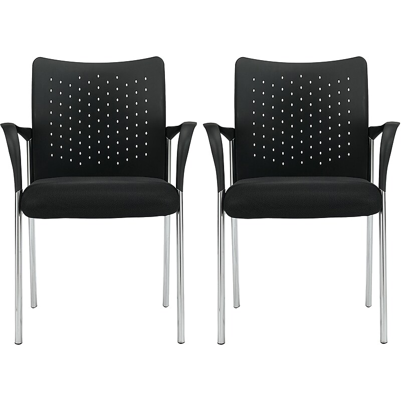 Offices To Go Capra Plastic Back Fabric Guest Chair, Black, 2/Carton (OTG11740B) image 1