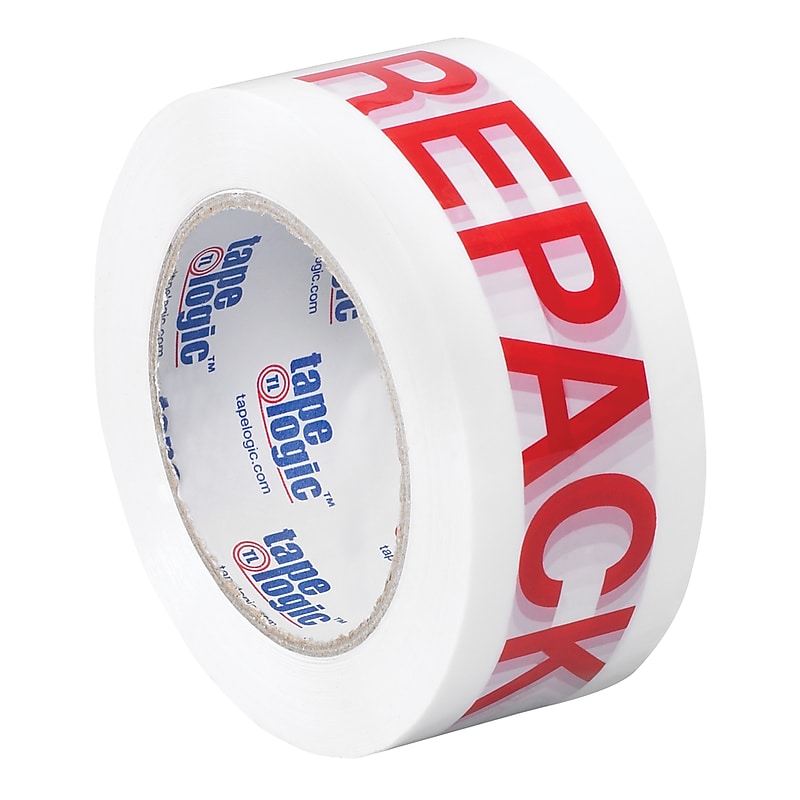 Tape Logic® Pre-Printed Carton Sealing Tape, "Repack", 2.2 Mil, 2" x 110 yds., Red/White, 36/Case (T902P07) image 1