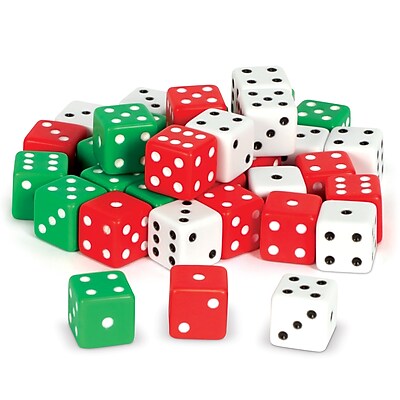 7366 Multi White and Green Dot Dice LEARNING ADVANTAGE Red Set of 36 