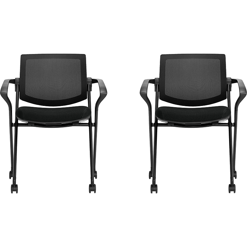 Offices To Go Mesh Back Fabric Office Nesting Chair, Black, 2/Carton (TDOTG11340B) image 1