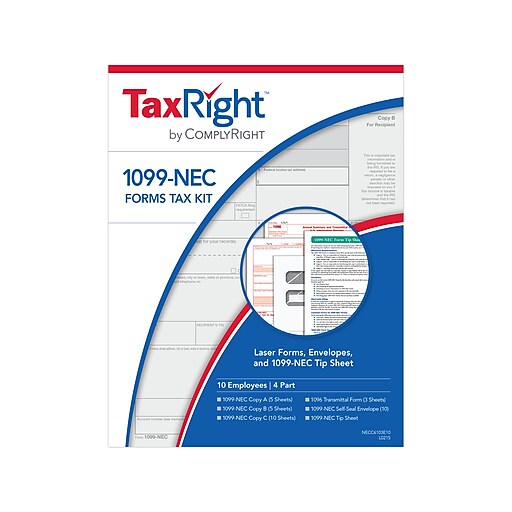 ComplyRight TaxRight 2020 1099NEC Tax Form Kit, 10/Pack (SNECC6103E10