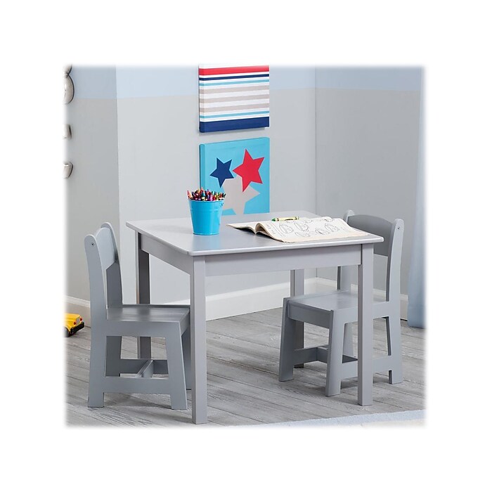Delta Children MySize 3-Piece Square Activity Table Set, Gray