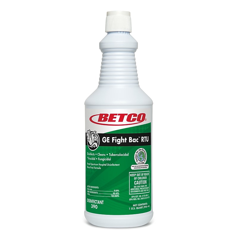 Betco GE Fight Bac RTU Broad Spectrum Hospital Disinfectant, Fresh, 32 oz., 12/Carton (3901200) image 1