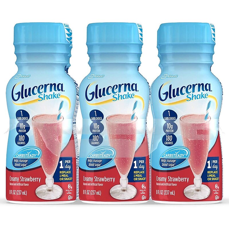 Ensure Glucerna Diabetes Nutritional Shake, Ready-To-Drink Bottles, Strawberries & Cream, 8 oz., 24/Pack (57807) image 1