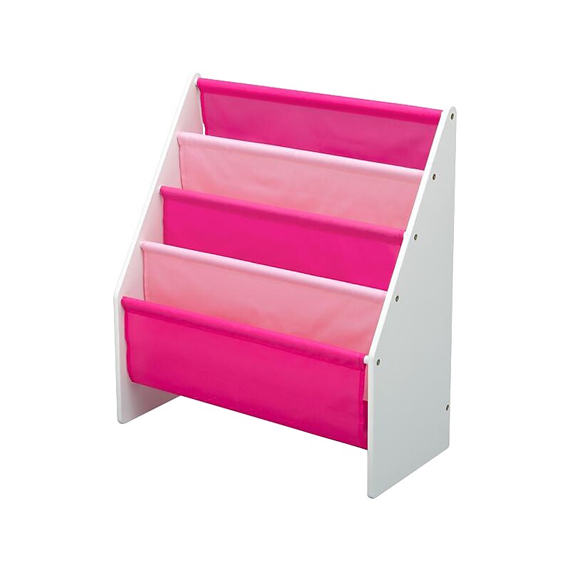 Delta Children Sling Book Rack 4-Tier 28"H Bookshelf, Bianca White/Pink (TB84413GN-130) image 1