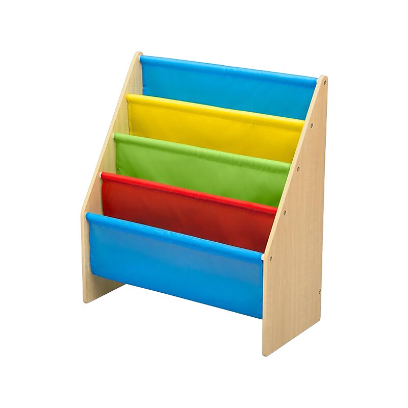 Delta Children Sling Book Rack 4-Tier 28"H Bookshelf, Natural/Blue/Red/Green/Yellow (TB84452GN-1189) image 1