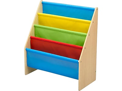 Delta Children Sling Book Rack 4-Tier 28″H Bookshelf, Natural/Blue/Red/Green/Yellow (TB84452GN-1189) Simolary simolary.com