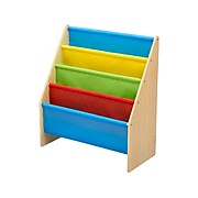 Delta Children Sling Book Rack 4-Tier 28"H Bookshelf, Natural/Blue/Red/Green/Yellow (TB84452GN-1189)