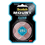 Scotch-Mount Clear Double-Sided Mounting Tape, 1" x 60" (410H)