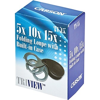 Carson Optical TriView 5x–15x Folding Magnifier, (TV-15)