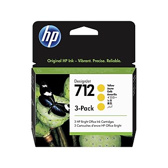 HP 712 Yellow Standard Yield Ink Cartridge, 3/Pack (3ED79A)