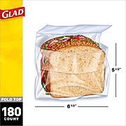Glad® Fold Top Bags, Sandwich, 180 Bags/Box (CLO 60771)