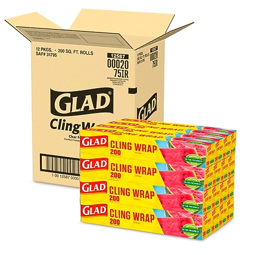 Glad® ClingWrap Plastic Wrap, 200 Sq Ft., 12/Carton (00020) at Staples