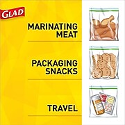 Glad® Zipper Storage Bags, Gallon, 20 Bags/Box (55050)