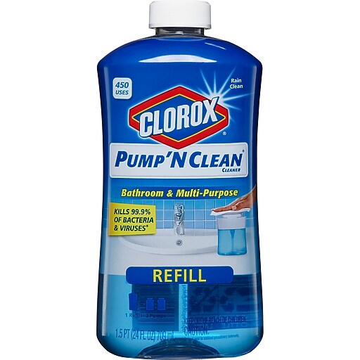 Clorox® Pump 'N Clean™ Bathroom & MultiPurpose Cleaner Refill, Rain Clean Scent, 24 oz. at Staples