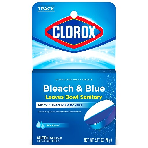 Clorox Automatic Toilet Bowl Cleaner Tablets, Bleach & Blue Rain