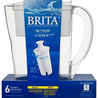 Brita Space Saver Small 6 Cup Water Pitcher with Filter, White (35250)