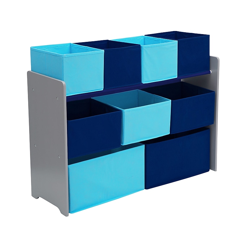 Delta Children Deluxe Multi-Bin Open Lid Toy Organizer with Storage Bins, Gray/Light Blue/Dark Blue (TB83414GN-026) image 1