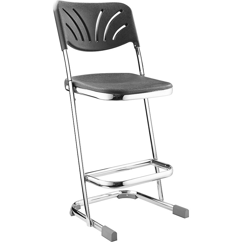 National Public Seating 24" 6600 Series Blow Molded Polypropylene Z-Stool with Backrest, Black, 3/Pack (6624B/3) image 1