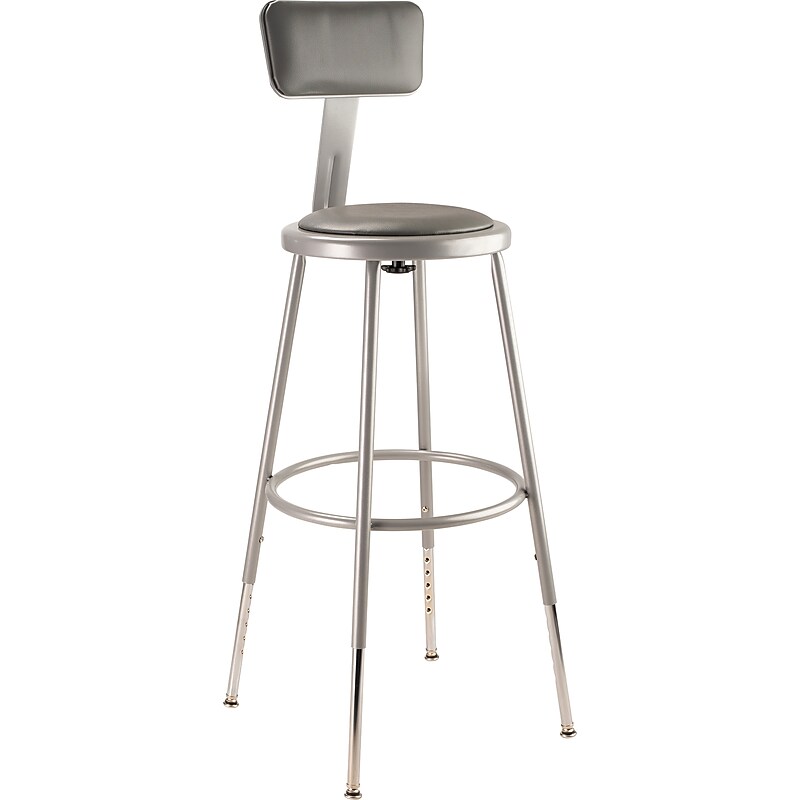National Public Seating Vinyl Computer and Desk Stool, Gray (6424HB1) image 1