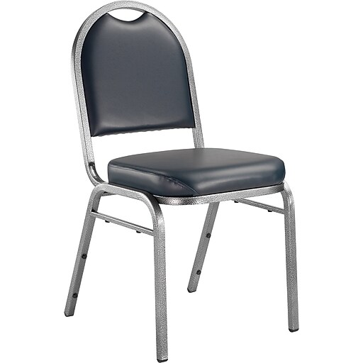 NPS® Vinyl Padded Dome Stack Chair, Midnight Blue/Silvervein, 4/Pack at