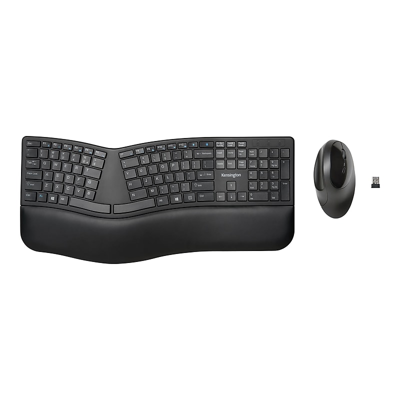 Kensington Pro Fit Wireless Ergonomic Keyboard and Optical Mouse Combo, Black (K75406US) image 1