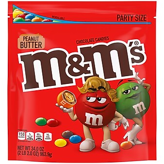 M&M's Party Size Peanut Butter Milk Chocolate Pieces, 34 oz. (MMM55085)