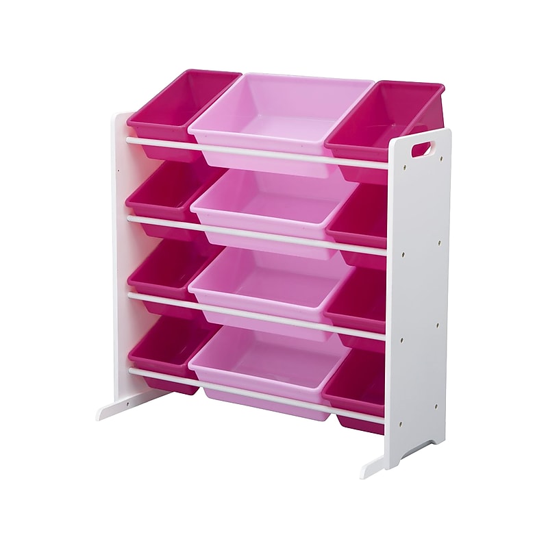 Delta Children Kids Toy Open Lid Storage Organizer with Bins, Bianca White/Light Pink/Dark Pink (TB83450GN-130) image 1