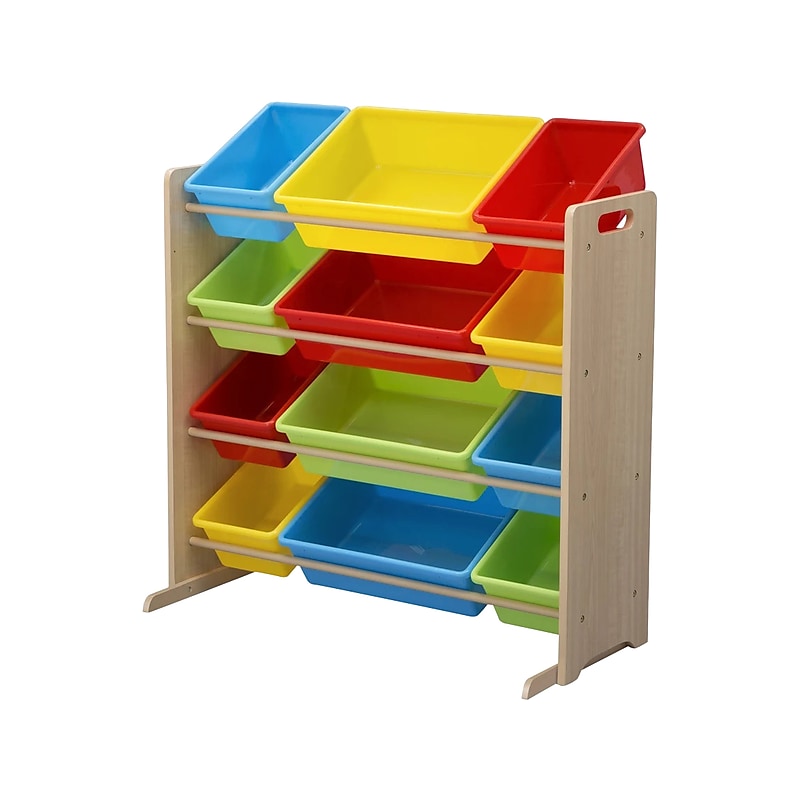Delta Children Kids Toy Open Lid Storage Organizer with Bins, Natural Wood/Yellow/Red/Green/Blue (TB83451GN-1189) image 1
