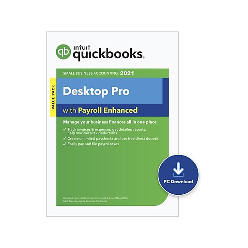 Intuit QuickBooks Desktop Pro 2021 with Payroll Enhanced for 1 User