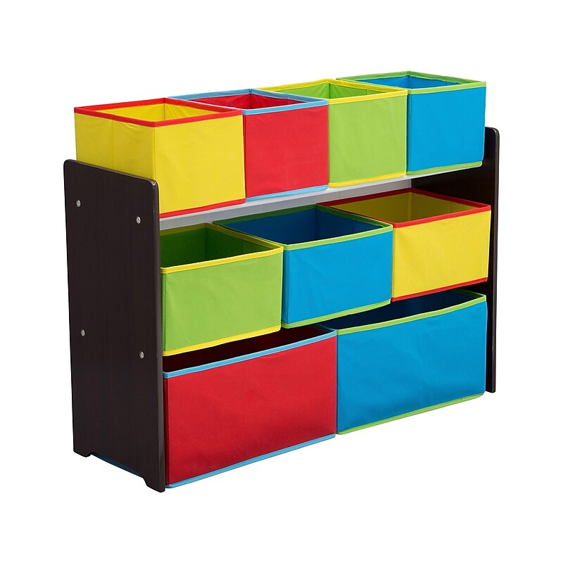 Delta Children Deluxe Multi-Bin Open Lid Toy Organizer with Storage Bins, Dark Chocolate/Yellow/Red/Green/Blue (TB83415GN-207) image 1