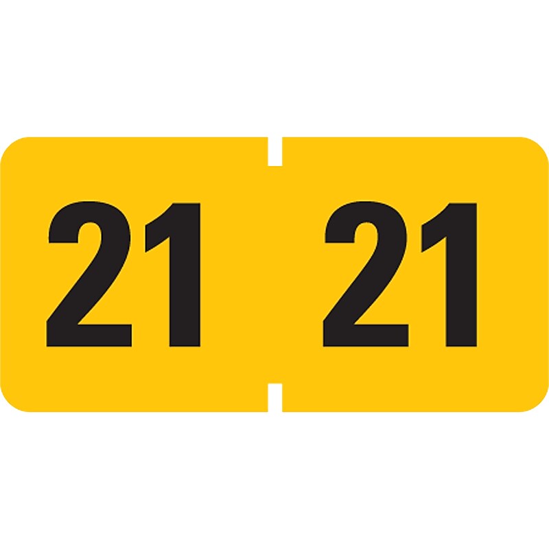 Smead ETYJ 2021 Color-Coded Year Label, 0.75”H x 1.5" W, Black on Yellow, 500 Labels/Roll (68321) image 1