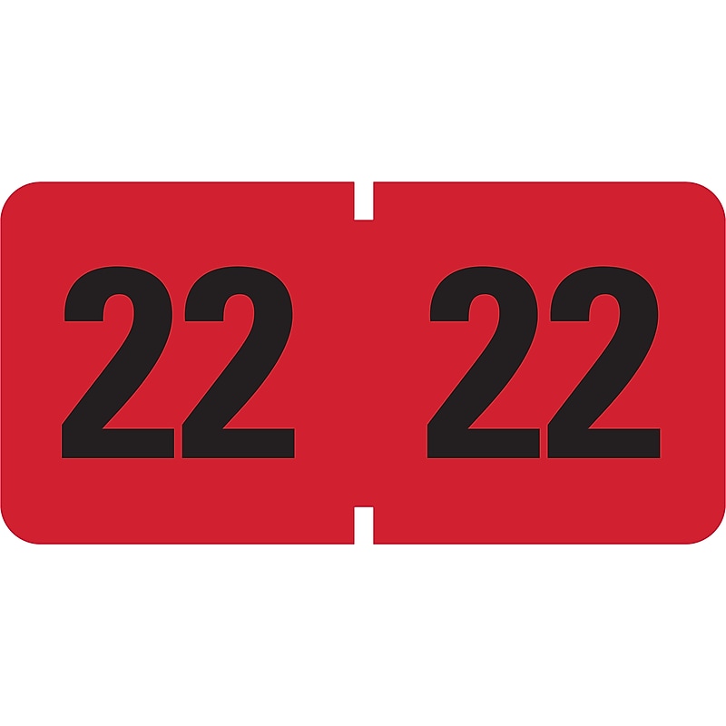 Smead ETYJ 2022 Color-Coded Year Label, 0.75” x 1.5", Black/Red, 500 Labels/Roll (68322) image 1