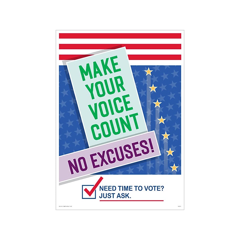 ComplyRight Make Your Voice Count - No Excuses Workplace Policies Poster (A2021PK1) image 1