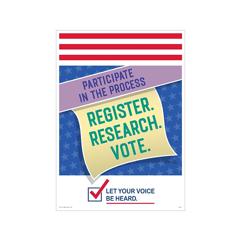 ComplyRight Register. Research. Vote. Workplace Policies Posters, 3/Pack (A2024PK3) image 1