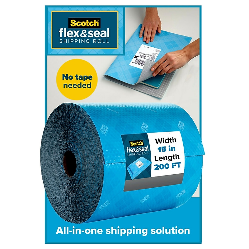 Scotch™ Flex & Seal Shipping Roll Self-Sealing Padded Mailer, 15" x 200', Blue (FS-15200) image 1