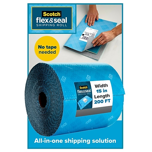 Fold As Easy as Cut Press to Securely Seal Packages Pack of 2 Scotch Flex and Seal Shipping Roll 10 ft x 15 in 