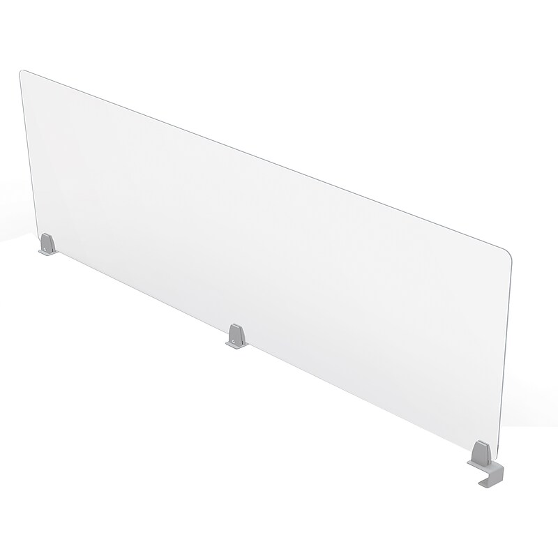 MooreCo Center Clamp Mount Desktop Divider, 24"H x 72"W, Clear Acrylic (45265) image 1