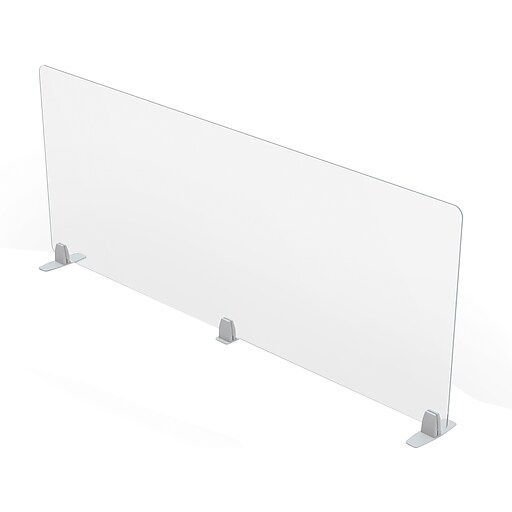 MooreCo Freestanding Desktop Divider, 24"H x 60"W, Clear Acrylic (45268