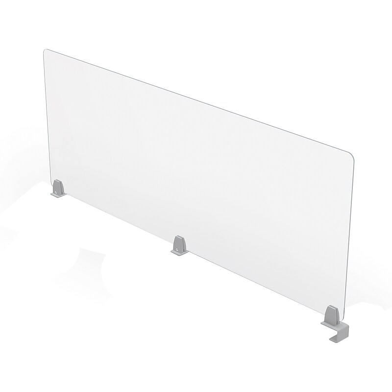 MooreCo Center Clamp Mount Desktop Divider, 24"H x 60"W, Clear Acrylic (45264) image 1