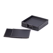 Bey-Berk 6-Piece Black Leather Coaster Set with Holder (SD955)
