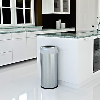 halo Stainless Steel Round Open Top Trash Can with Dual AbsorbX Odor Control System, Silver, 16 Gal. (OT16STR)